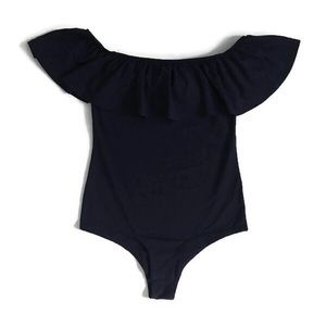 J.Crew Navy Ruffle Bodysuit